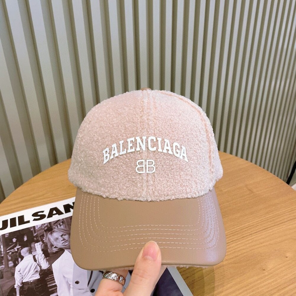 Balenciaga Teddy Leather Baseball Cap in Beige